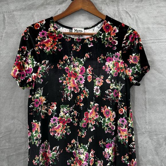 Show Me Your Mumu Dress Womens Large Black Floral Velvet Mini Boho Cottage - Picture 2 of 10